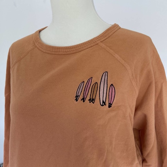 All Pima Apparel Her Waves Surfboard Crewneck Pullover Sweater Organic Cotton - Picture 2 of 7